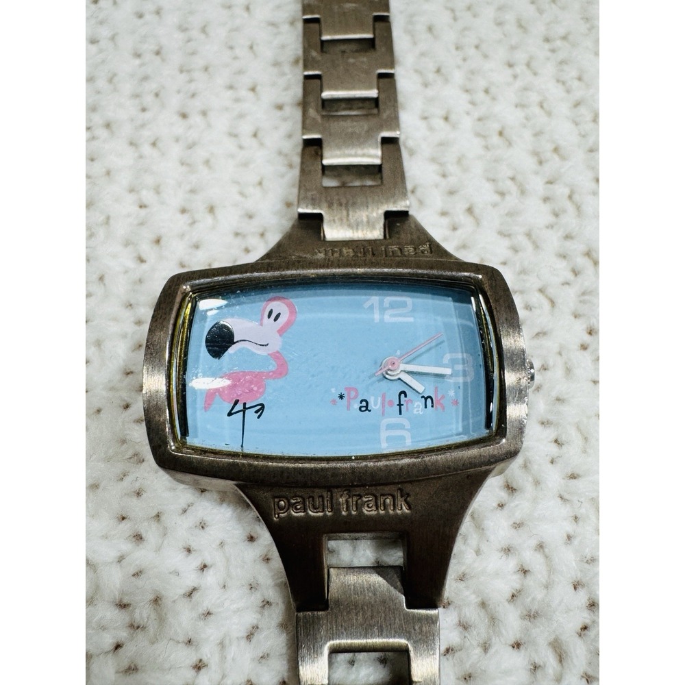 Paul Frank Flamingo Watch NCAR06BR 2004 Silver Tone Blue Dial Untested